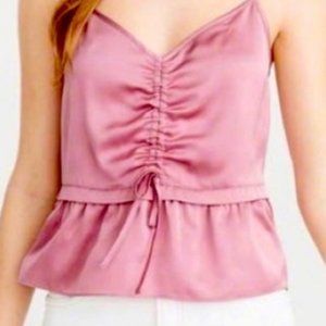 Abercrombie & Fitch Rose Pink Satin Tie Tank Top